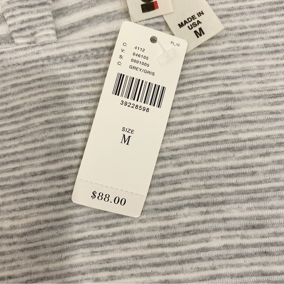 Anthropologie Amadi Grey & White Striped Twisted 3/4” Sleeves Top, Size Medium - Picture 10 of 11